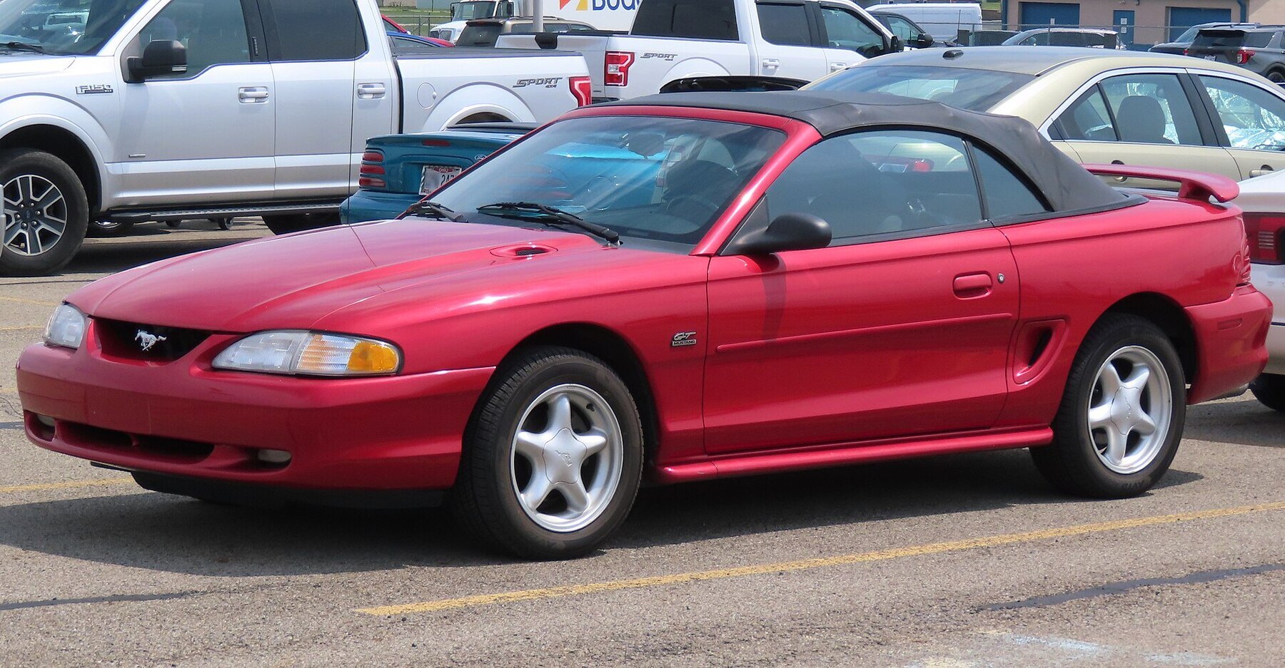 1994 Ford Mustang GT convertible, front left, 08-06-2023