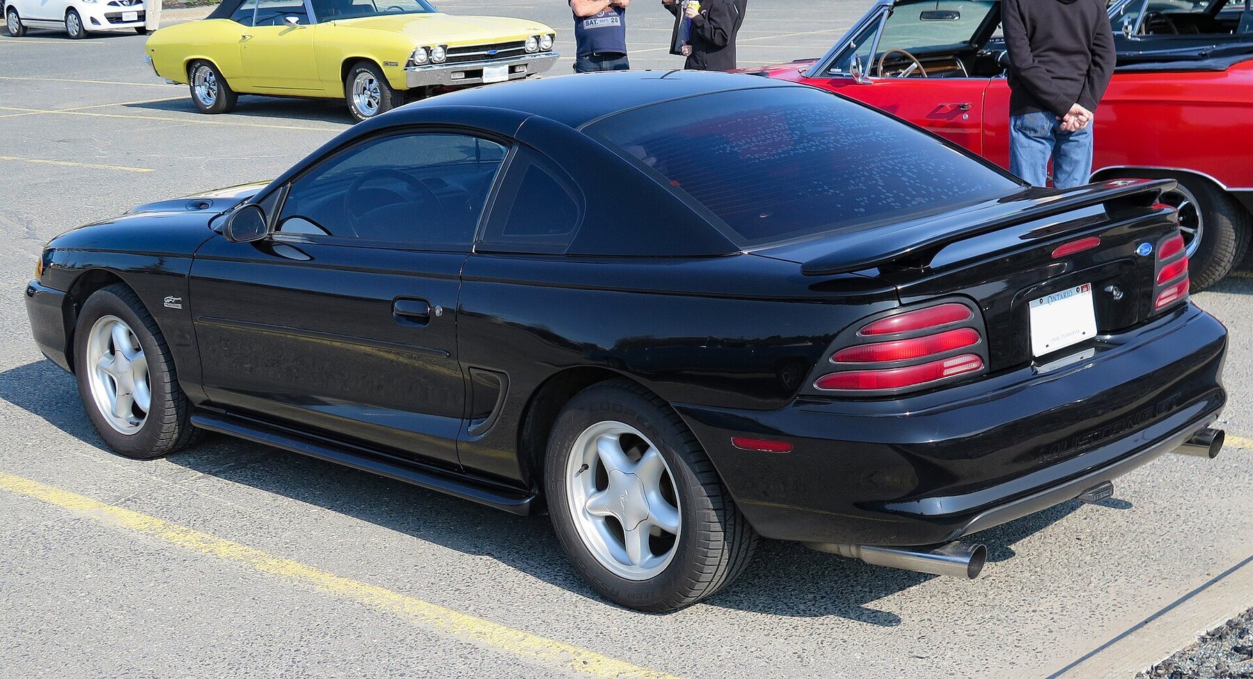 1995 Ford Mustang GT Coupe in Black Clearcoat, Rear Left, 05-21-2023