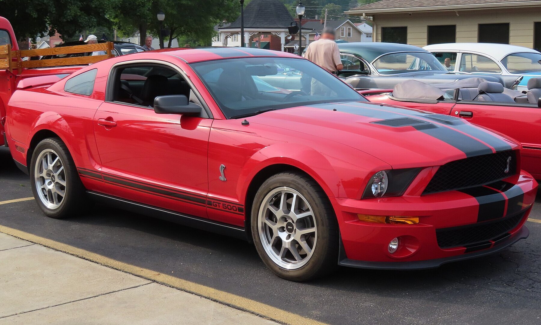 2008 Ford Mustang Shelby GT500 Coupe, front right (Cruisin' the River Lowellville Car Show, June 19th, 2023)