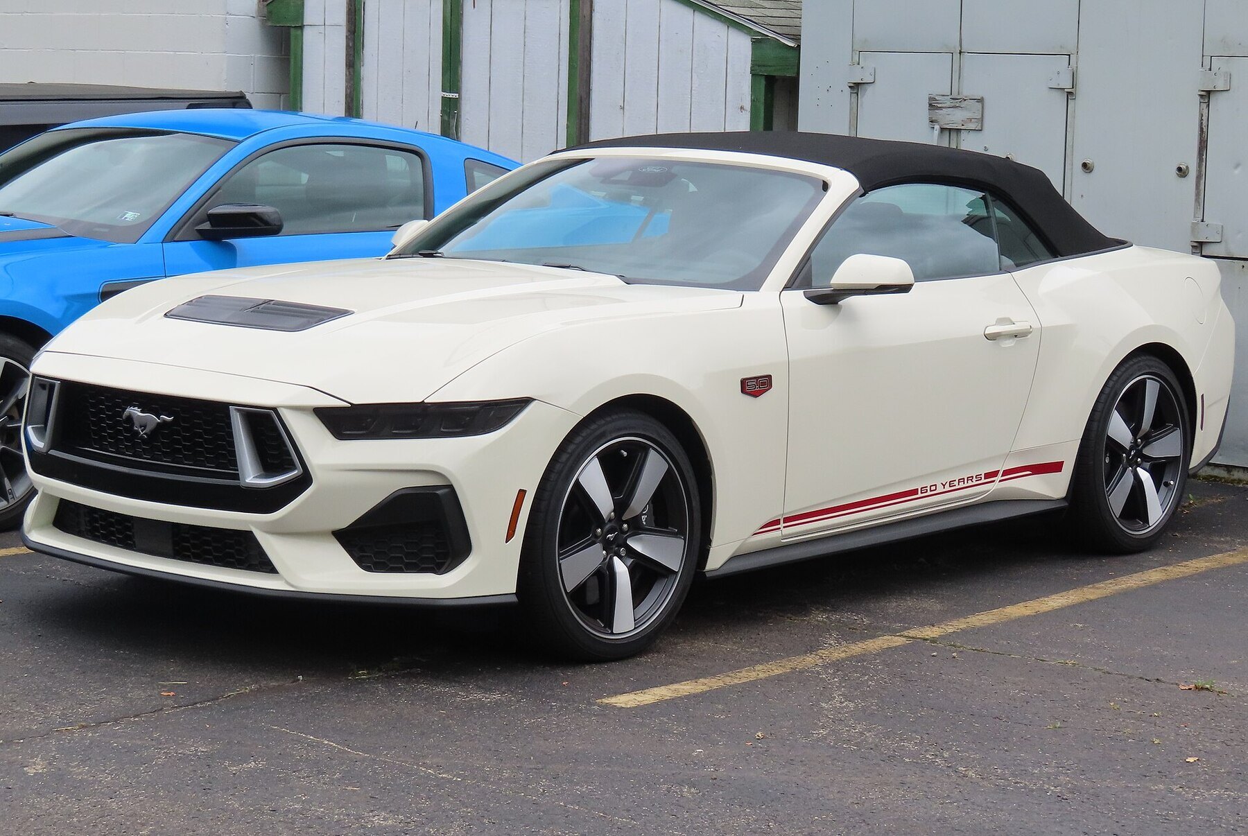 2025 Ford Mustang GT Premium convertible with 60th Anniversary package, front left, 06-15-2025