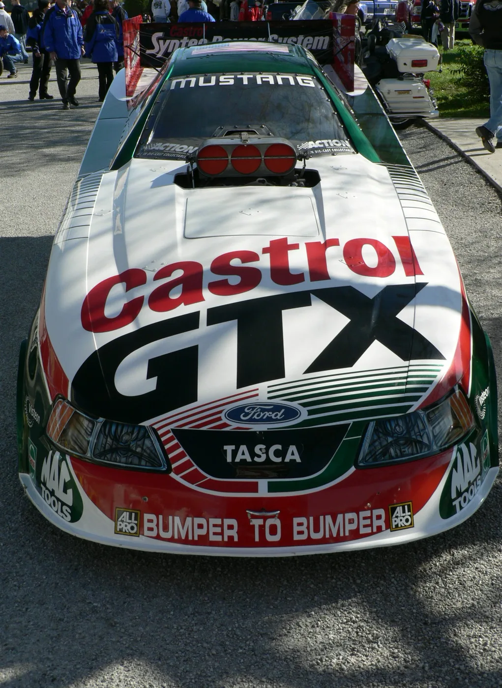 John Force Ford Mustang Funny Car on display